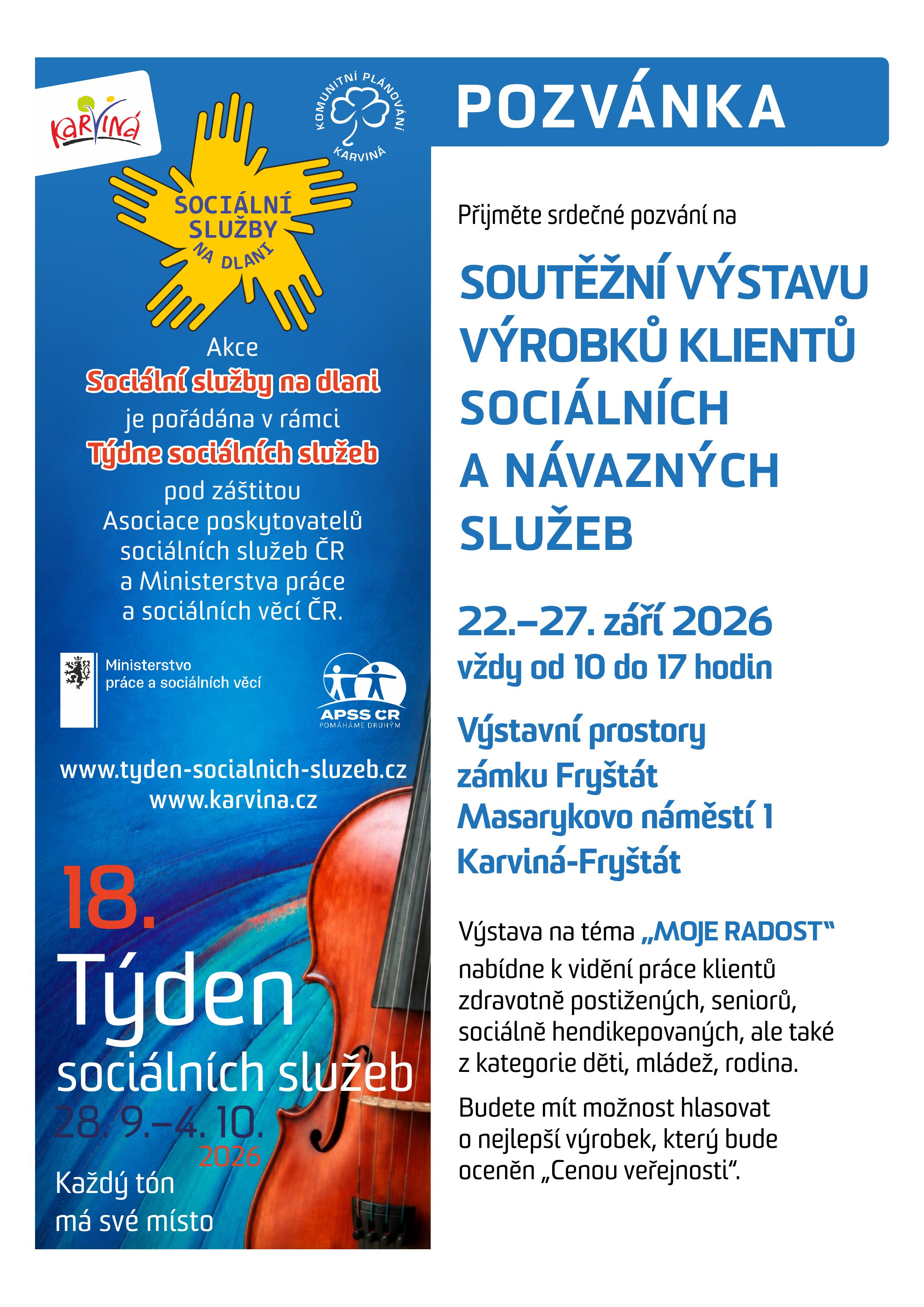 Sociální služby na dlani 2026 - Soutěžní výstava výrobků klientů sociálních a návazných služeb